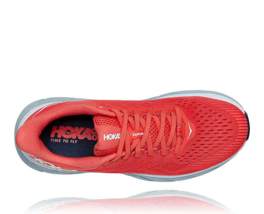 Hoka One One Running Shoes Womens Red/White - Clifton 7 - 14250GKMA